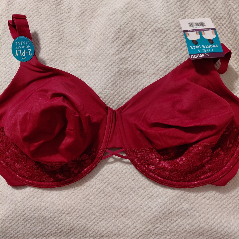 Vanity Fair Radiant Collection Lace Trim Underwire Bra Dark Pink